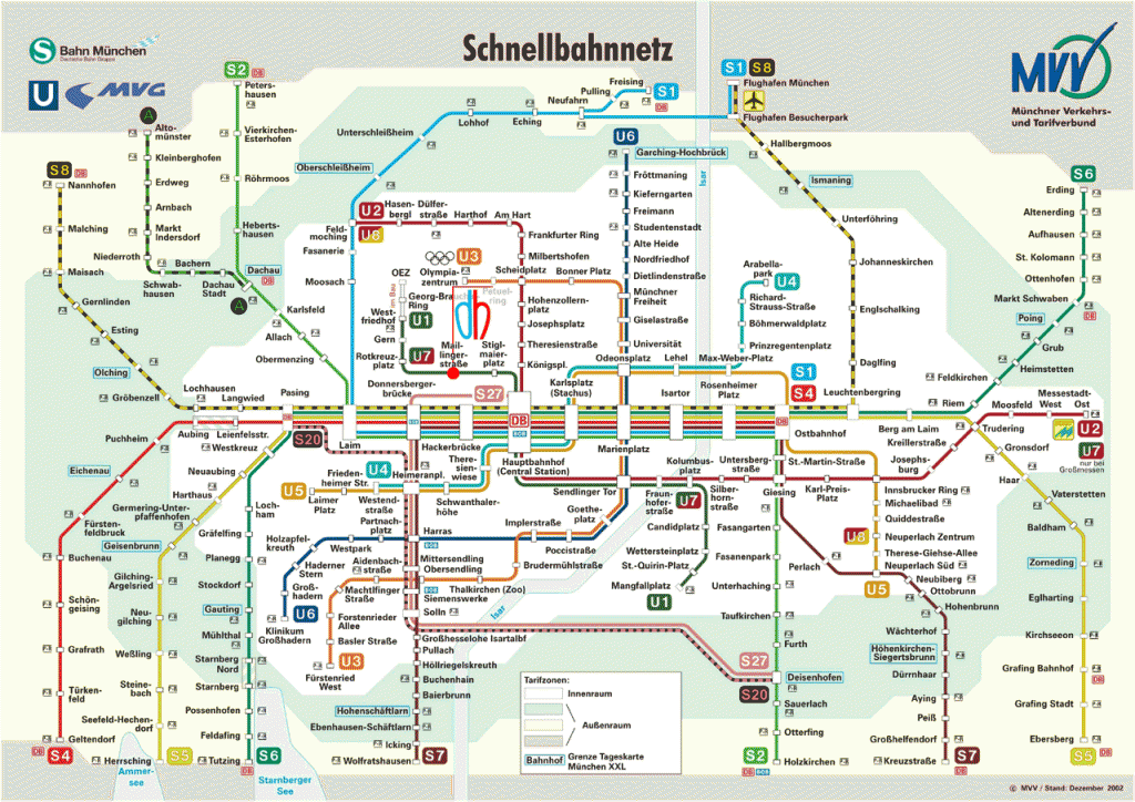 München S Und U Bahn Plan Übersicht Infowurm 